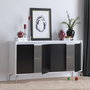 Hanah Home Consola Blanco y Negro 140cm x 94cm x 40cm Diseño Elegante con Estantes